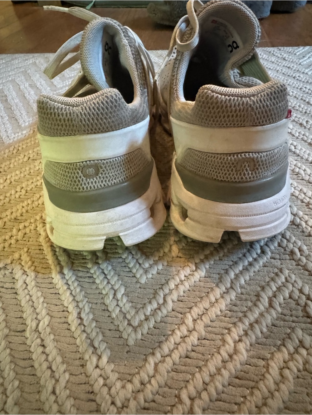 On Running Women's Athletic Lace-Up Sneakers in Grey/White/Light Pink - Picture 4 of 5